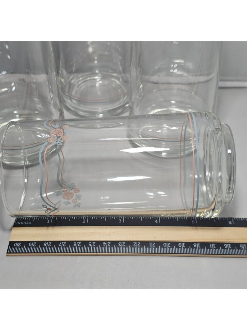 4 Corelle English Breakfast Tumblers 6" drinking glasses delicate rose 16oz - Picture 4 of 9